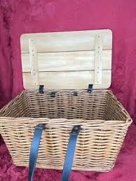 Hearth & Hand With Magnolia Rectangular Wicker Picnic Basket Wooden Lid & Straps | eBay