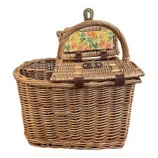Vintage Wicker Wine & Cheese Basket- Lined | Chairish