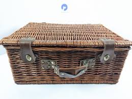 Pier 1 Imports Wicker Picnic Basket for 2 Wine Glass Plate ...