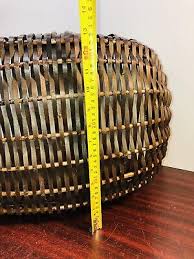 Hand Made Wicker Basket Large Handle Two Tone Rattan 17” X ...