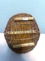 Vintage Wicker Gathering Round Basket W/ Handle ~ 9.5” (has ...