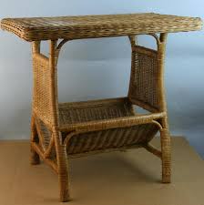 French Riviera Wicker Side Table with Magazine Rack For Sale at 1stDibs | end table with magazine rack, magazine rack table, vintage magazine rack side table