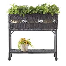 Plow & Hearth Easy Care Resin Wicker Rectangular Planter ...