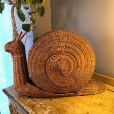 Large Vintage Wicker Snail Magazine Holder - Etsy
