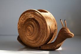 Wicker Snail Basket Extra Large, Authentic Vintage 1950s 1960s Piece in Excellent Condition Woven With Wood Beautiful Unique Rare - Etsy India