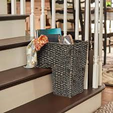 Storied Home Woven Bankuan Rope Stair Basket with Handles in Black EC0410 - The Home Depot