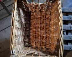 French Basket, Vintage Square Basket, Wooden Handle Basket ...
