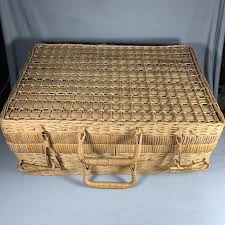 Vtg Wicker Picnic Basket Boho Storage | eBay