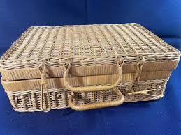 VTG Wicker Rattan Picnic Basket/Suitcase with Handle ...