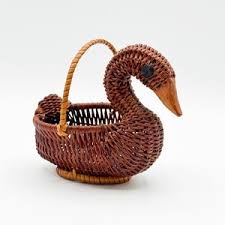 Vintage Avon Gift Collection Display Miniature Wicker Basket Partridge Swan Bird Cottage Core - Etsy