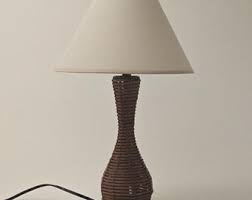 Vintage Ratan Look Ceramic Table Lamp, Wood and Wicker Lamp ...