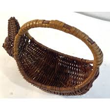 Vintage Petite Wicker Bunny Shaped Basket | Chairish