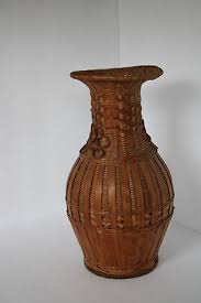 Vintage 1990s Rattan Wicker 13" High Decorative Vase - Mid Century | eBay