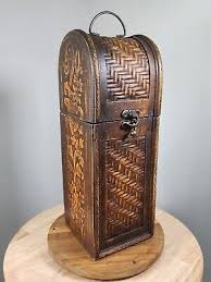 Vintage Wooden Wine Bottle Box Container 12" - Terrific Hand ...