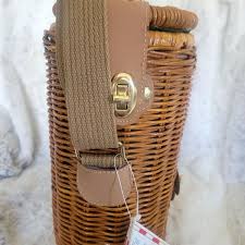 Vintage Wicker Picnic Basket Wine Carrier Bottle Holder ...