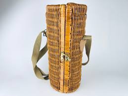 Vintage Woven Wicker Travel Wine Basket Caddy/bag - Wine ...