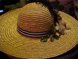 Ladies straw hat, NWOT. DRESSY, WIDE BRIM FLOWER DESIGN, RIBBON TIE UNDER CHIN | eBay