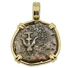 Widow's Mite Bronze Coin in Gold Necklace