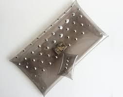 Oversized Clear Vinyl Clutch With Studs & Card Holder - Etsy