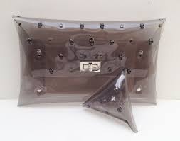 Black Skull Clear Clutch Bag Set: Handmade Vinyl Shoulder ...