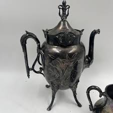 Vintage Wilcox Silver Plate Co Etched Floral Bird Flower Teapot & Sugar | eBay