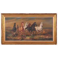 Sold at Auction: Hans Riedmann, Hans Riedmann, (German, 20th century), Wild Horses, oil on canvas, 15" x 32"