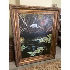 Mid 20th Century Bird Oil on Canvas Painting Signed Vandenberg | Chairish