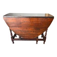 19th Century Antique Oak Leg Gate Leg Drop-Leaf Dining Table ...