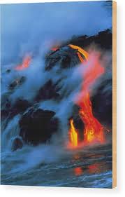 Molten Pahoehoe Lava Flowing Into The Ocean #1 Wood Print by ...