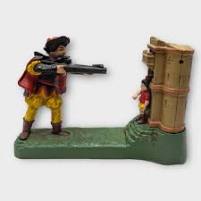 1896 William Tell Mechanical Bank J E Stevens Cast Iron Bank Reproduction Workin | eBay