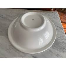 Antique Primitive Large Ironstone Bowl Green Transferware ...