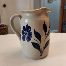 Vintage Williamsburg Pottery Cream Jug: Handcrafted Blue Floral Ceramic Decor - Etsy