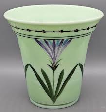 Rare Fenton Sea Green Floral Art Glass Vase. 6" Tall. Signed ...