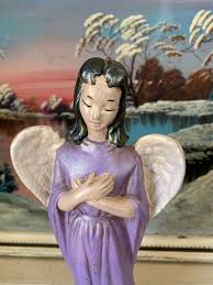 Vintage Handmade Ceramic Angel in Purple Robe - Etsy