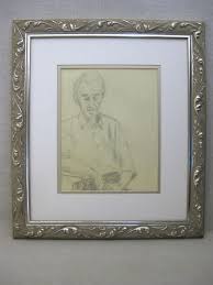 Original Male Portrait Drawing Framed Vintage Wall Art ...