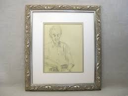 Mid-century Drawing, Female Portrait Original Male Couple ...
