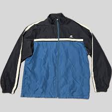 Russell Athletic blue windbreaker jacket with logo... | Depop