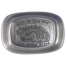 Metal Bread Tray Server Pewter Vintage Statesmetal. For Sale at Ruby Lane