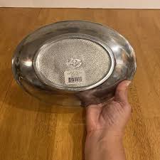 Lenox Holiday Carved Small Metal Silver Oval Serving Tray w ...