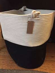 Large Cotton Rope basket with Handles, black/white, NWT ...