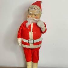 12" Vintage 1950s Rushton Santa With Molded Rubber Face ...