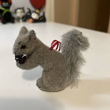 West Germany Wagner Gray Flocked Squirrel With Pinecone Ornament | eBay