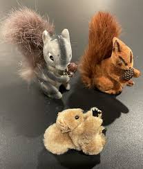 Vintage Chipmunk Figurines Furry Tails Flocked Felted Squirrel Germany | eBay