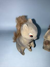 Vintage Set Of 2 Miniature Flocked Squirrel Fuzzy Fur Tail Brown Made In Japan | eBay