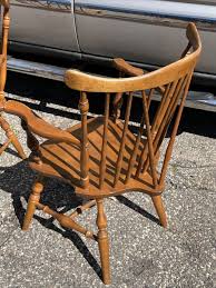 Vintage Pair of Ethan Allen Duxbury Windsor Arm Chairs Nutmeg Maple Fiddle Back | eBay