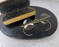 Antique Vintage Gold Metal Optical Eyeglasses Spectacles ...