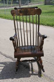 Vintage Ethan Allen Barnstable Rocking Chair Hitchcock Style Harvest Rocker Oak