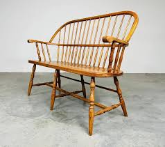 Vintage Oak Windsor Spindle Back Prosper's Bench or Settee ...