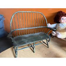American girl size wrought iron and rustic bench and chairs ...