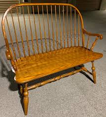 Vintage Original Solid Oak Hitchcock Windsor Settee Bench ...